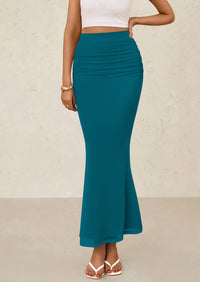 Mermaid Bodycon Trendy Casual High Waisted Ruffle Ruched Long Mesh Skirts