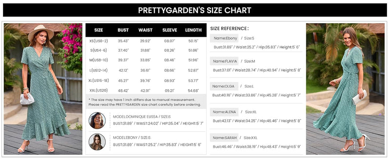 PRETTYGARDEN Women Casual Floral Boho Split Ruffle Beach Long Maxi Dresses