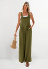 PRETTYGARDEN Women's Bib Overalls Casual Summer Sleeveless Strap Loose Wide Leg Jumpsuits with Pockets
