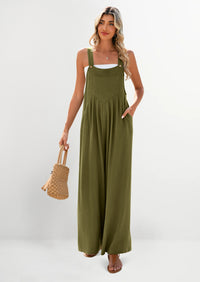 PRETTYGARDEN Women's Bib Overalls Casual Summer Sleeveless Strap Loose Wide Leg Jumpsuits with Pockets