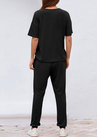 Two Piece Outfit Short Sleeve  Pullover Tops Tracksuits