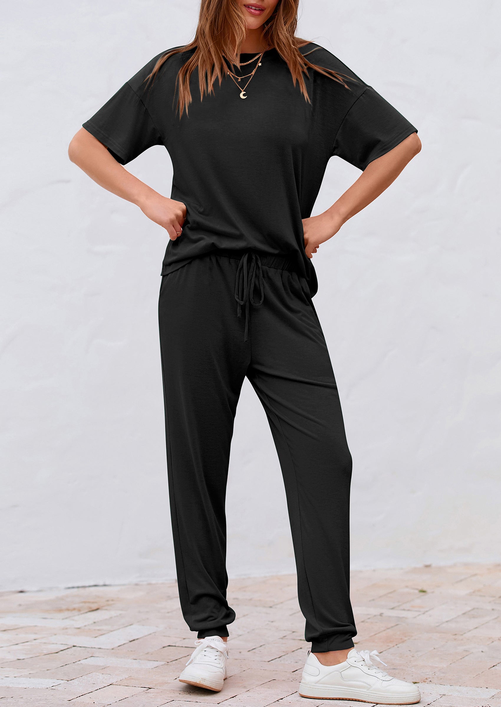 PRETTYGARDEN Two Piece Lounge Sets Jogger Pants Vacation Outfits Travel Airplane Matching Clothes