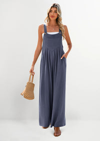 PRETTYGARDEN Women's Bib Overalls Casual Summer Sleeveless Strap Loose Wide Leg Jumpsuits with Pockets