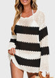 Long Sleeve Knit Crochet Bathing Beach Vacation Cover Up Dresses