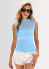 PRETTYGARDEN Women's Summer Sheer Mesh Tank Tops Trendy Casual Sleeveless Mock Neck Ruched Slim Fitted Going Out Shirts