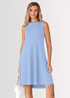 PRETTYGARDEN Womens Summer Sleeveless Mini Dress Crewneck Loose Tank A Line Pleated Swing Flowy Party Dresses