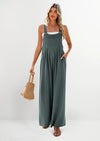 PRETTYGARDEN Women's Bib Overalls Casual Summer Sleeveless Strap Loose Wide Leg Jumpsuits with Pockets