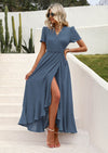 PRETTYGARDEN Women's Summer Maxi Dress Casual Wrap Floral Boho Short Sleeve V Neck Split Ruffle Beach Long Dresses