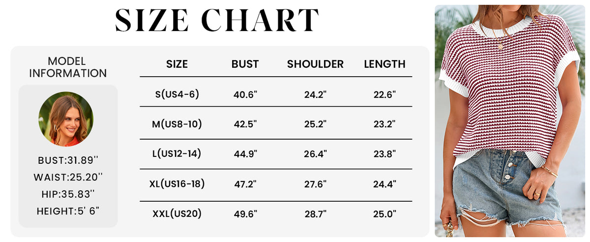 Short Sleeve Round Neck Striped Pullover Cap Sleeve Knit T-shirt