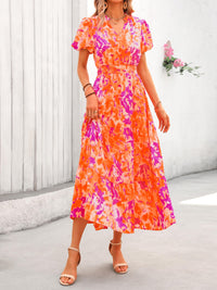 Casual V-neck short sleeved Bohemian Maxi dress