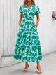 Casual V-neck short sleeved Bohemian Maxi dress