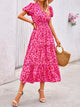Casual V-neck short sleeved Bohemian Maxi dress