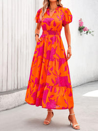 Casual V-neck short sleeved Bohemian Maxi dress