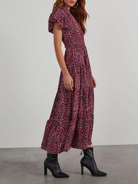 Casual V-neck short sleeved Bohemian Maxi dress
