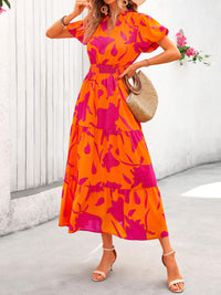 Casual V-neck short sleeved Bohemian Maxi dress