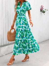 Casual V-neck short sleeved Bohemian Maxi dress