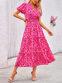 Casual V-neck short sleeved Bohemian Maxi dress