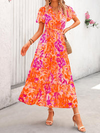 Casual V-neck short sleeved Bohemian Maxi dress