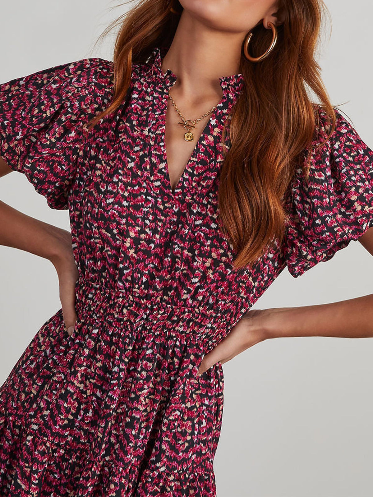 Casual V-neck short sleeved Bohemian Maxi dress
