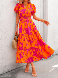 Casual V-neck short sleeved Bohemian Maxi dress