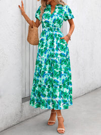 Casual V-neck short sleeved Bohemian Maxi dress