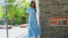 PRETTYGARDEN Women's Summer Maxi Dress Puff Short Sleeve Lapel V Neck Tiered A Line Flowy Elegant Party Dresses with Belt