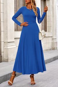 Casual Ribbed Knit Long Sleeve Crop Tops Maxi Flowy Skirts Two Piece Sets