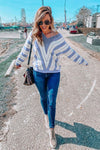 V Neck Stripe Color Block Loose Oversized Pullover Sweaters