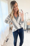 V Neck Stripe Color Block Loose Oversized Pullover Sweaters
