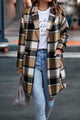 Lapel Wool Blend Plaid Trench Jacket