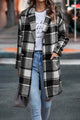 Lapel Wool Blend Plaid Trench Jacket