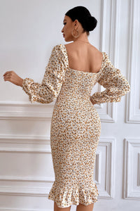 Ruffle Mermaid Square Neck Smocked Dress