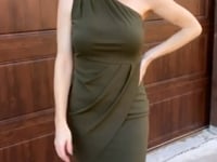 PRETTYGARDEN Women's Summer One Shoulder Mini Short Dresses Irregular Hem Belted Fitted Spring Cocktail Party Dress