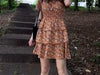 PRETTYGARDEN Women Floral Square Neck Short Sleeve Tiered Ruffle Boho Mini Dresses
