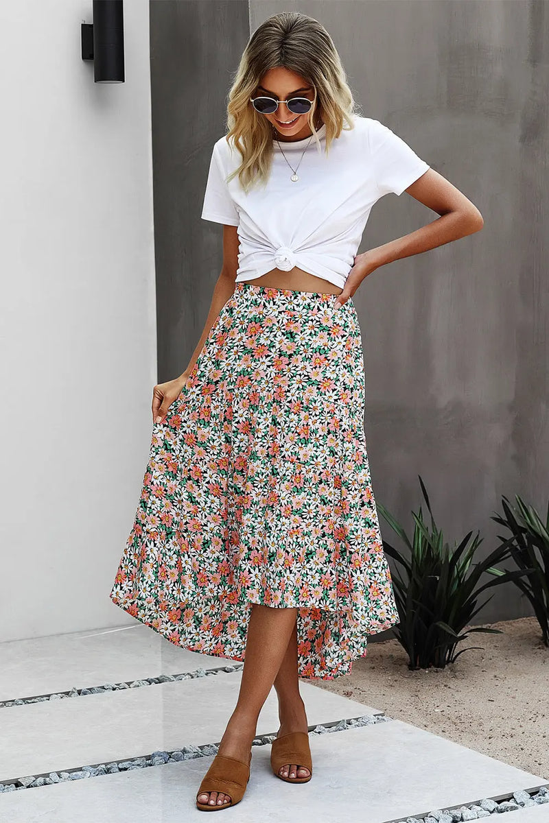 High Waist Skirt A line Long Vintage Skirts PRETTY GARDEN